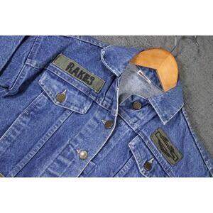 Vintage Brittania Denim Jacket Kids Size 4 Blue Made in USA Military Patches